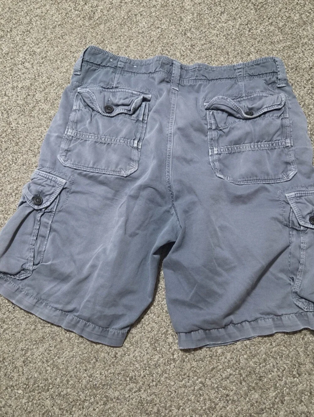 Y2K American Eagle Men's Classic Cargo Shorts Gray/Blue Size 34